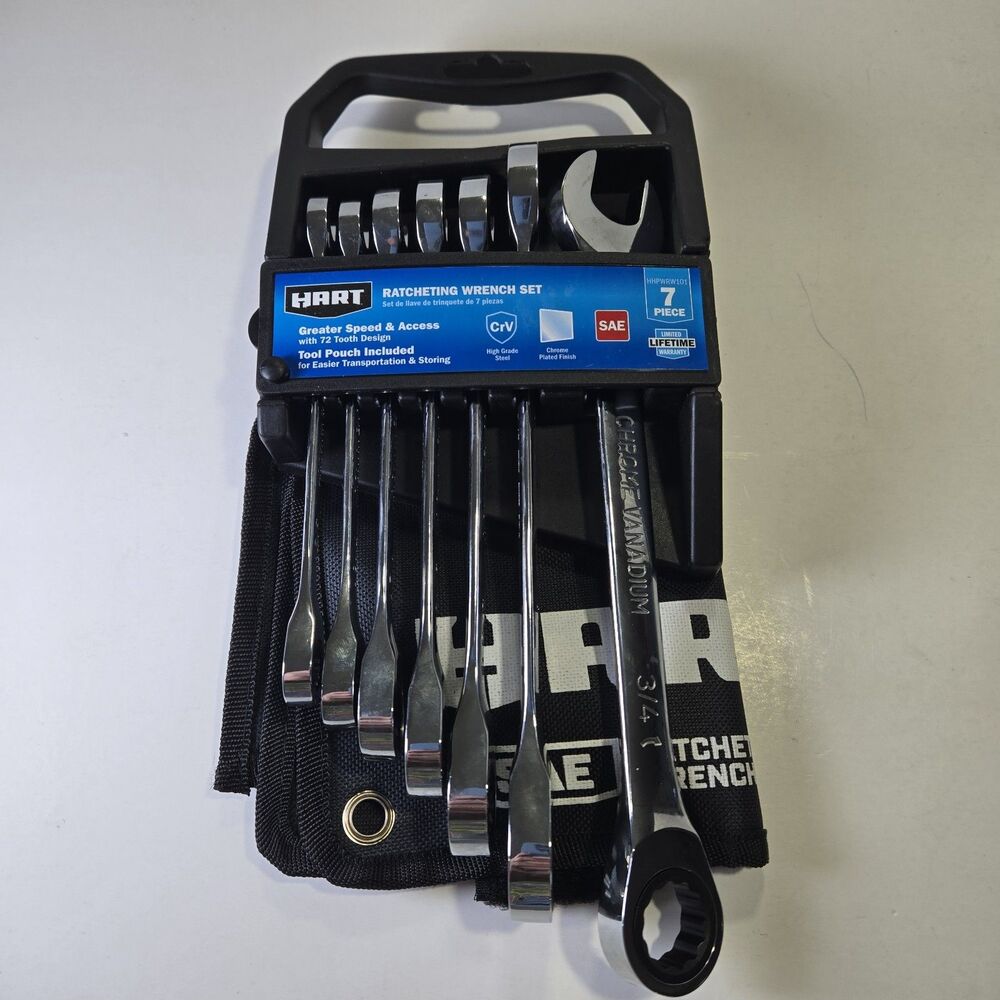 Hart 7pc SAE Ratcheting Wrench Set & carrying bag tool HHPWRW101 New Sealed